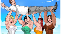 Here we view the all too sexy highlights of a wedding filled with female muscle! A gorgeous female bodybuilding bride, her equally Amazonian BFFs as her bridesmaids, all leads to an assortment of...